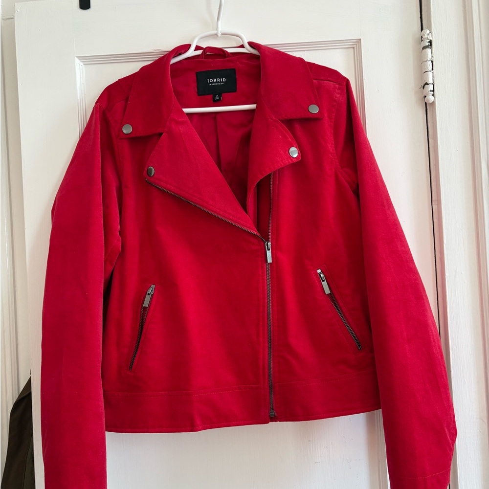 torrid Red Moto-Style Suede Jacket